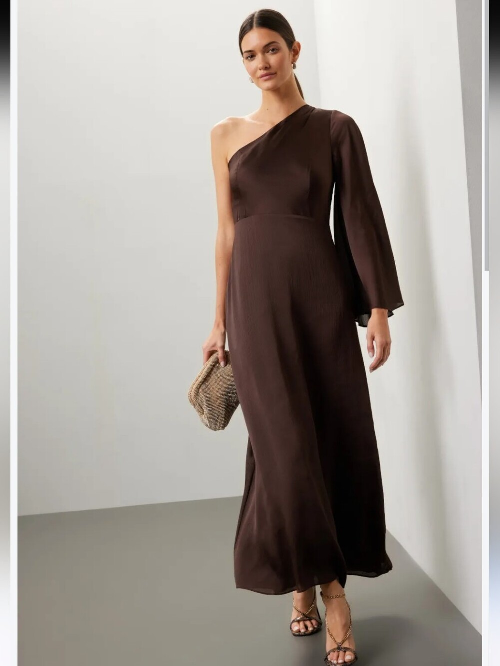 Sachin & Babi Keely Brown One Shoulder Gown Size 2